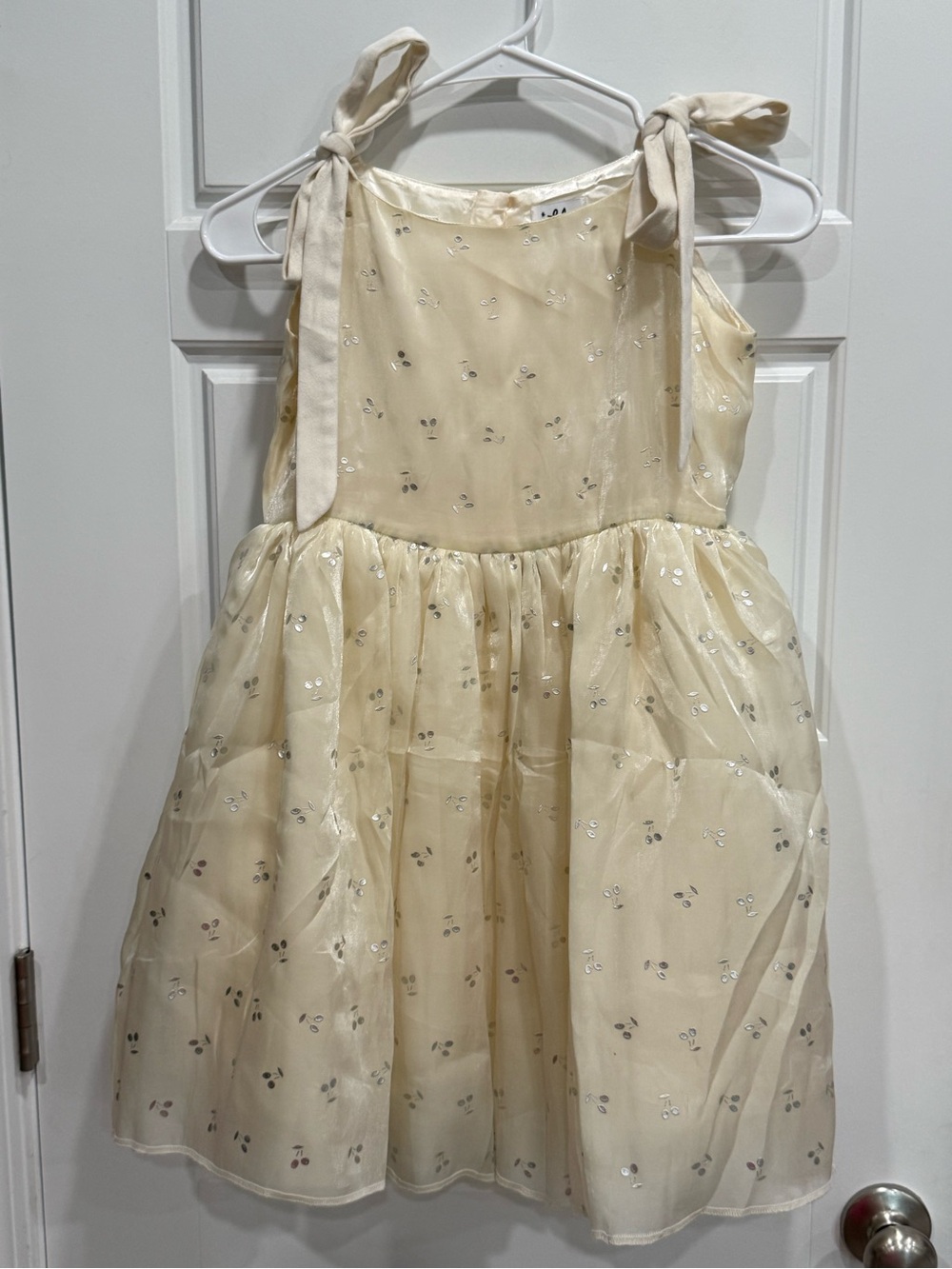 Lola & The Boys Little Girls Cream/Silver Party Dress